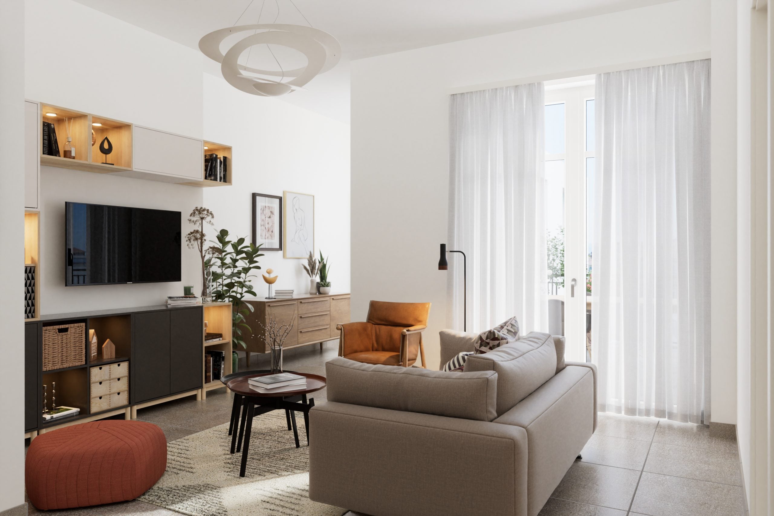 Bilocale con terrazzo da 65 mq Interni di San Rocchetto 20 appartamento 2 soggiorno